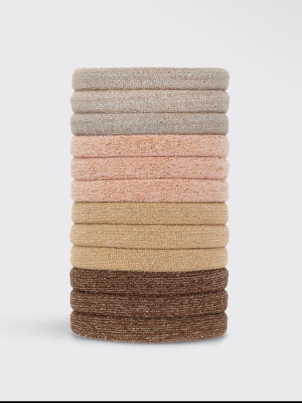 kitsch Neutral Metallic Seamless Elastic Hair Ties - 12-Pack - Picture 3 of 3